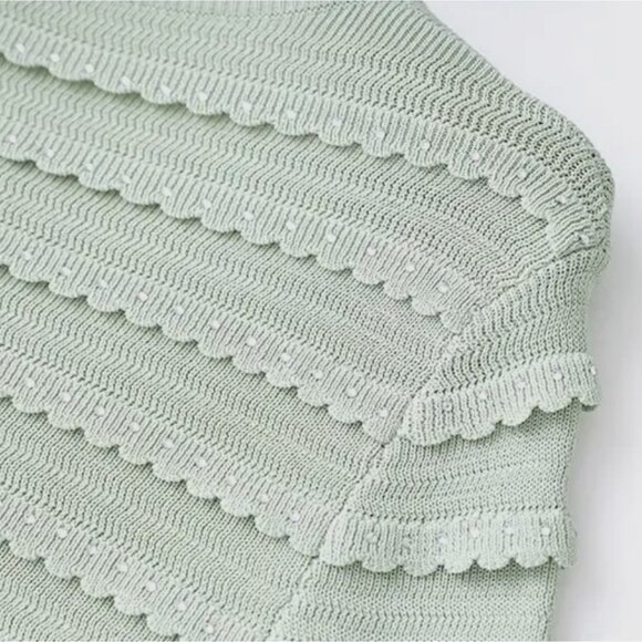 Women Ribbed Knit Two-Piece Set Round Neck Cardigan-Midi Skirt Mint Green Size M - Picture 10 of 17